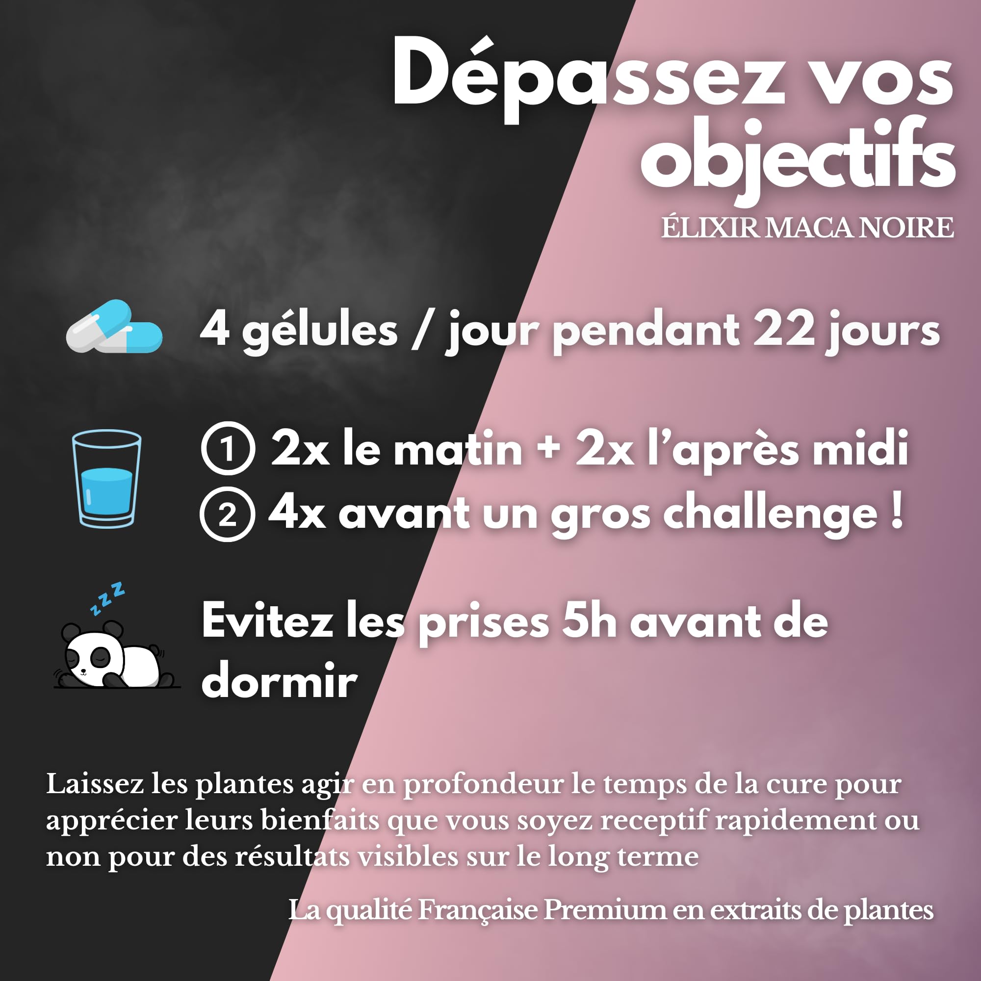 Maca Noire 20 000mg/jour Extra Forte | 90 Gélules Végan | Energie Equilibre Hormonal Détente I Extrait de Racine du Pérou concentré 10:1 I Ginseng Péruvien Made in France -Vialixir