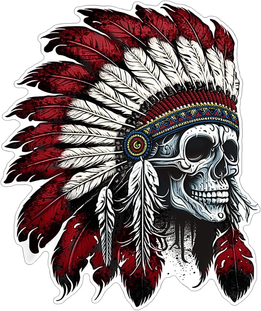 Indian Skull Chief Headdress Sticker 25 Pack