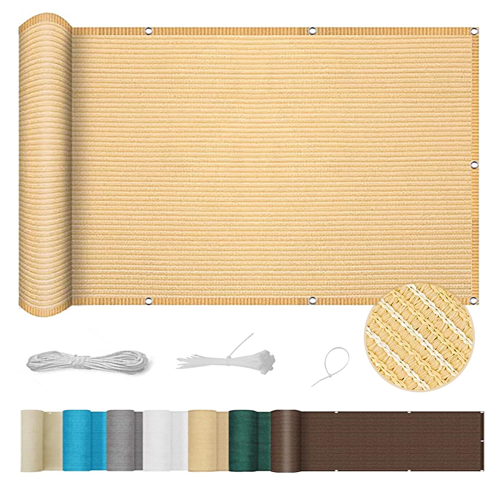 Balkon Sichtschutz 125x350 Cm – Windschutz Mit Ösen, Cremefarben, Einfach Zu Montieren, Für Balkon & Terrasse