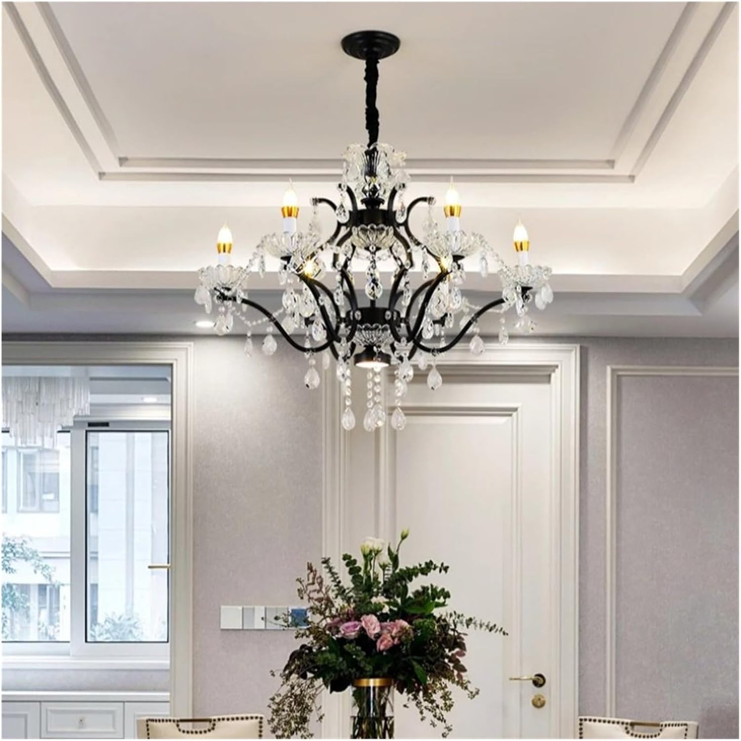 French Crystal Ceiling Chandelier Candle Pendant Lights Lamp Villa Living Room Bedroom Dining Luxury Hanging Lighting,Indoor Illumination