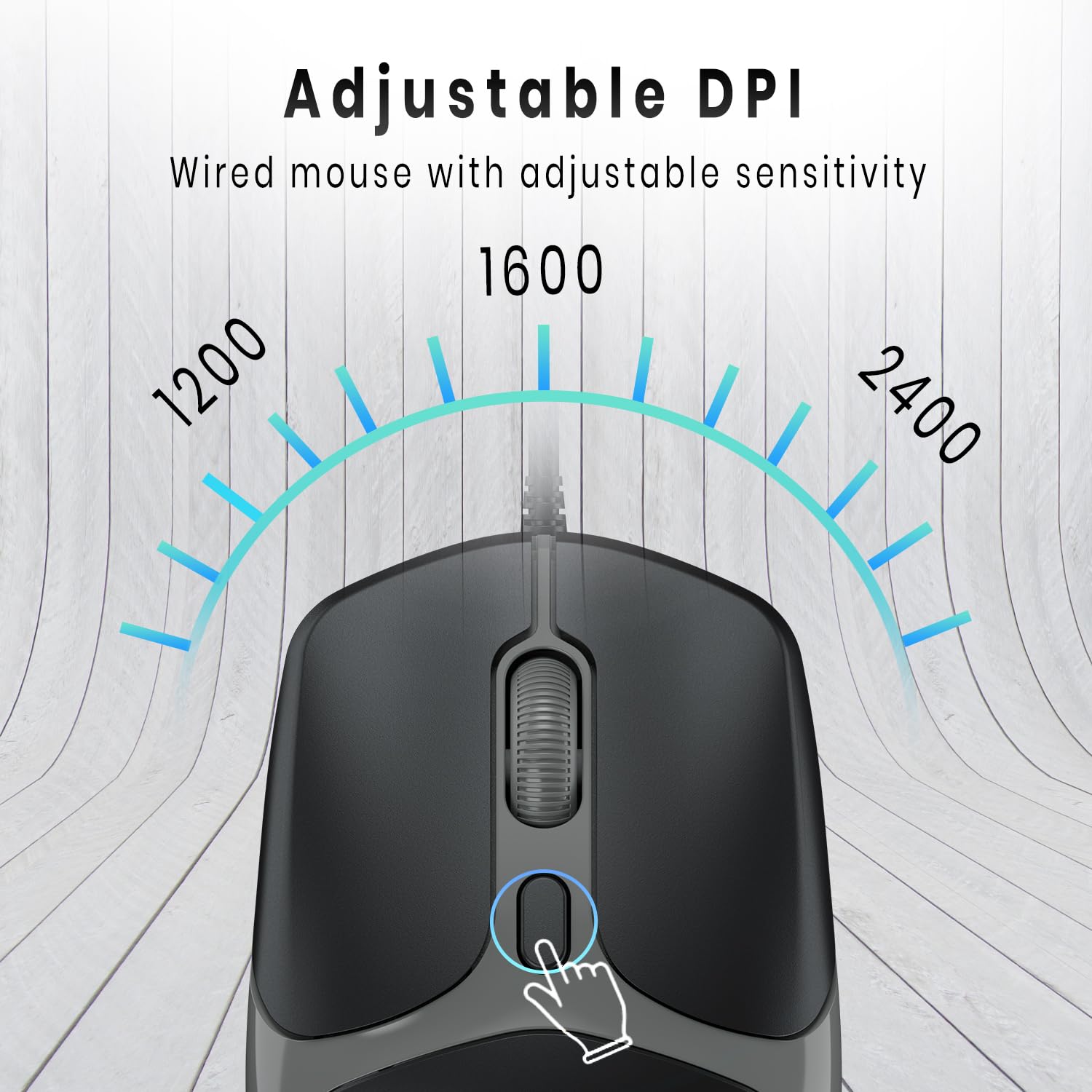 Portronics Toad 103 Wired Optical Mouse with 2400 DPI, Plug & Play, Ambidextrous, Hi-Optical Tracking, 1.5M Cable Length, 30 Lakhs Click Life, Ergonomic Mouse for Comfortable All-Day Grip (Black) — Amazon image 7
