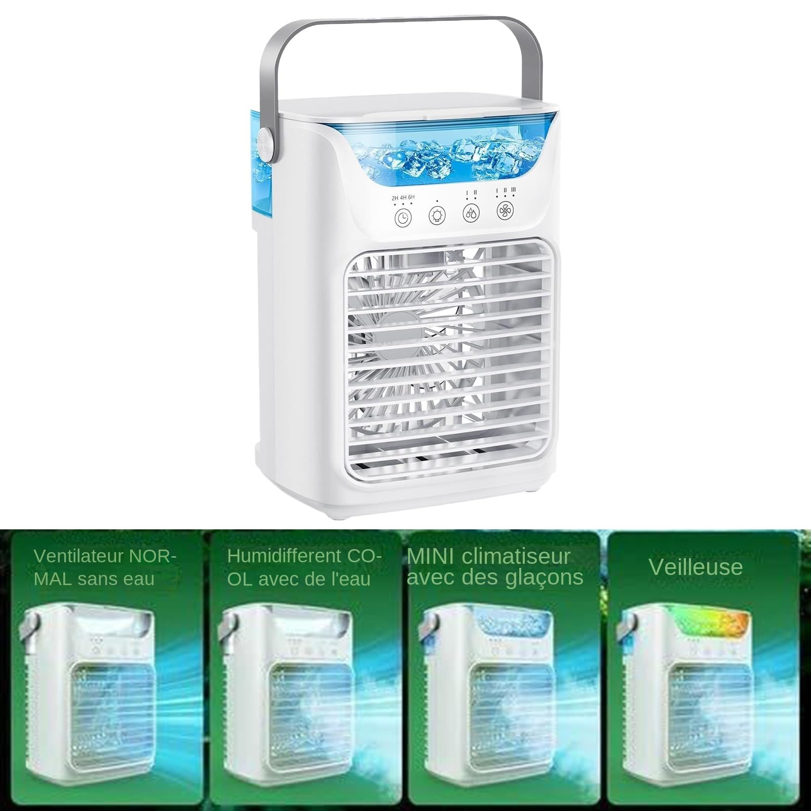 Klimagerät – Büroventilator mit Wassertank – leiser Ventilator für den Sommer, 3 Geschwindigkeitsstufen, Kühler für Büro, Schlafzimmer