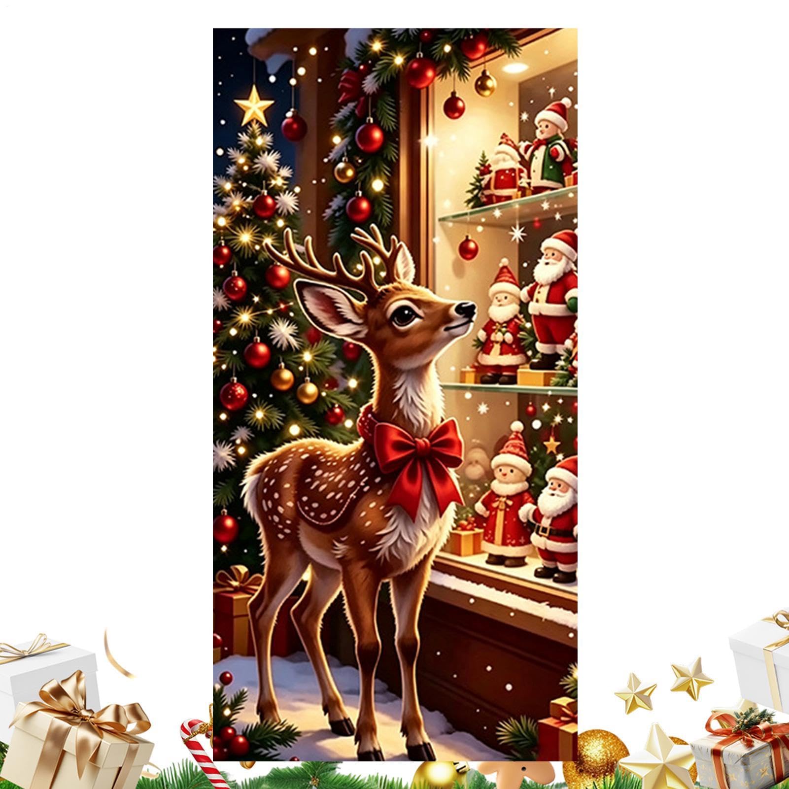 Christmas Door Cover Banner, 90x180cm 2D Flat Decorative Holiday Accent