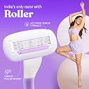 Bombae Rollplay Glow Body & Bikini Razor | With 1 Refill| |India'S Only Razor With Roller | Aloe Vera, Vit E, Jojoba Oil Infused | 2X Smoother And Long Lasting | Curve-Friendly, Smooth & Hassle-Free gallery image