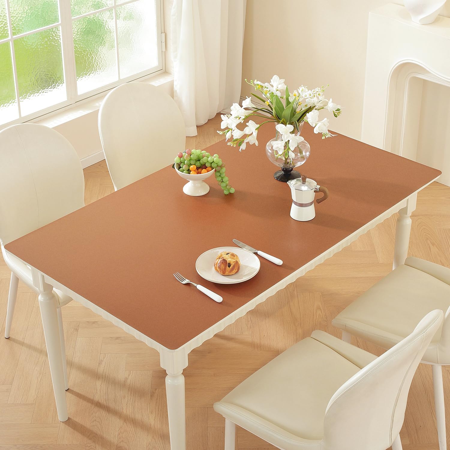 OstepDecor 16 x 48 in Brown Desk Mat 1.5mm Plastic Table Protector Pad