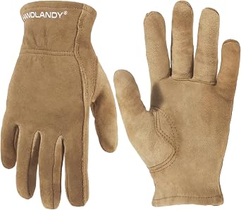 HLDD HANDLANDY Kids Gardening Gloves, Childrens Leather Work Gloves for Boys Girls Age 2-11, Great Gift for Yard Work