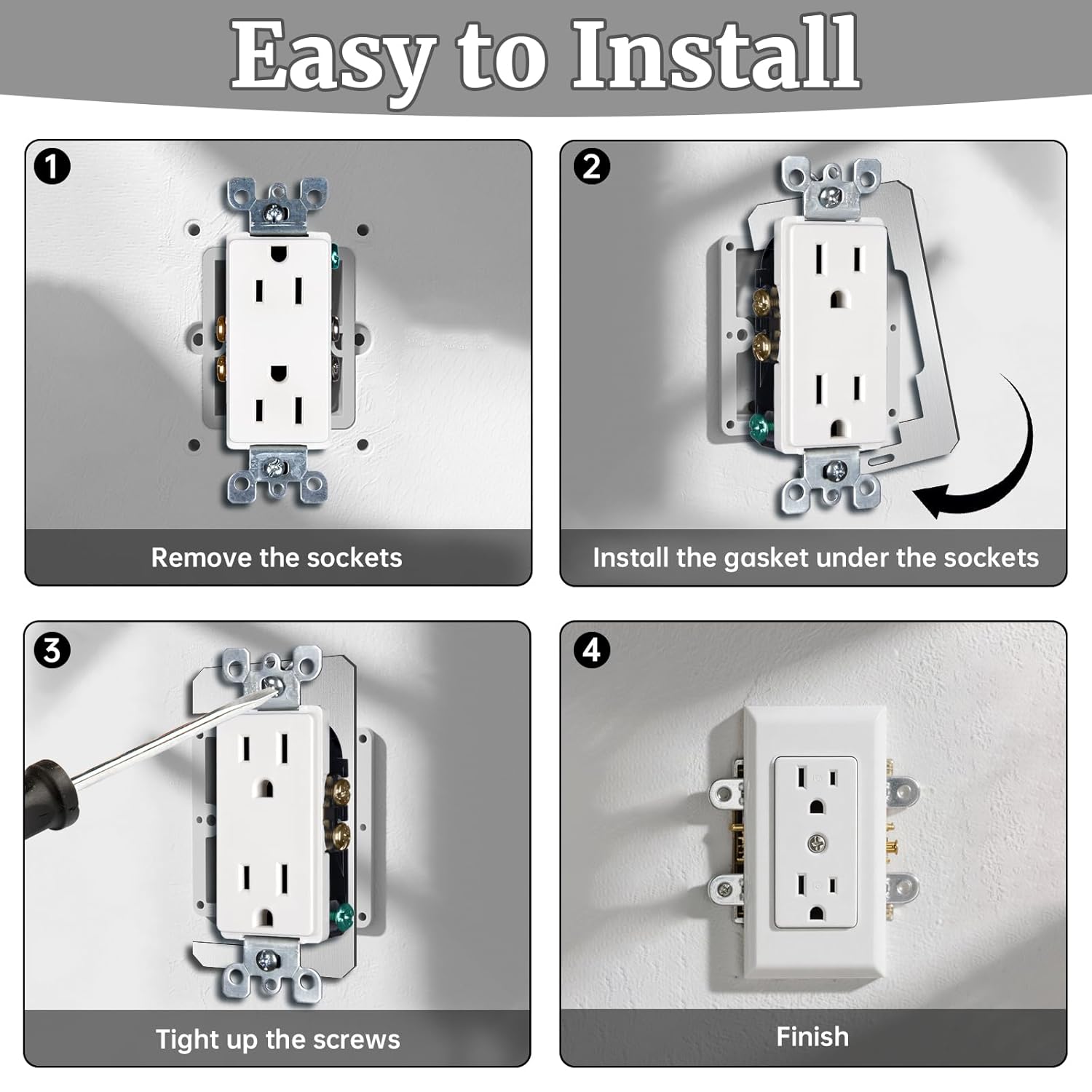 10 Pcs Wall Plate Spacer, Metal Electrical Outlet Spacers for Electrical Boxes, Flush Fit Device Level Plate for Fixing & Repair Walls Outlet