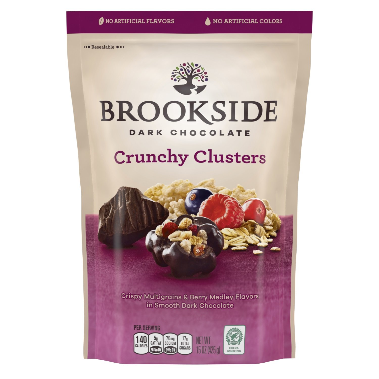 Brookside Dark Chocolate Crunchy Clusters Berry Medley Fruit Flavors Pouch, 15 Ounce