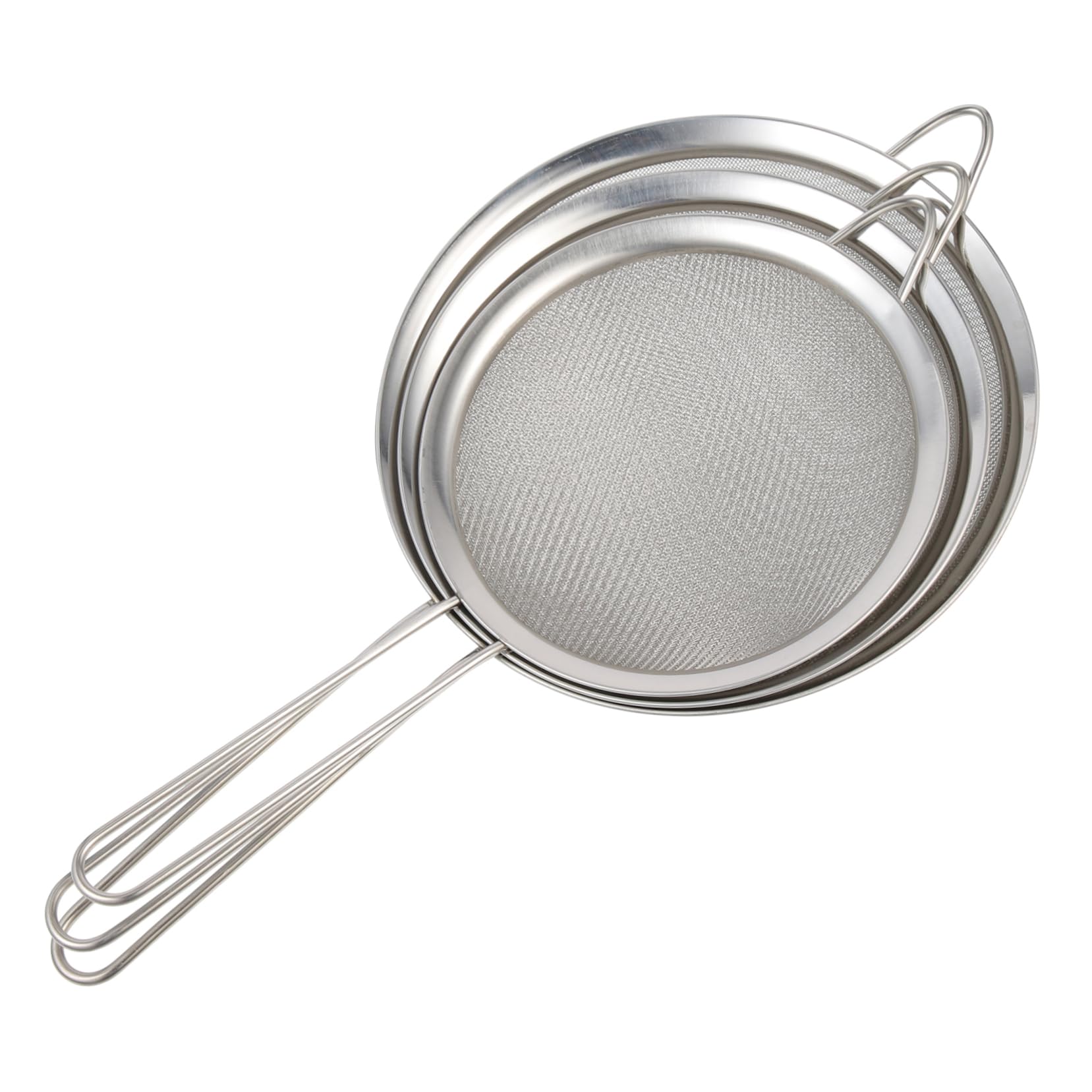 BRIGHTFUFU 3pcs Stainless Steel Mesh Sieve Multi Function Food Colander for Flour Straining and Baking High Efficiency and Design