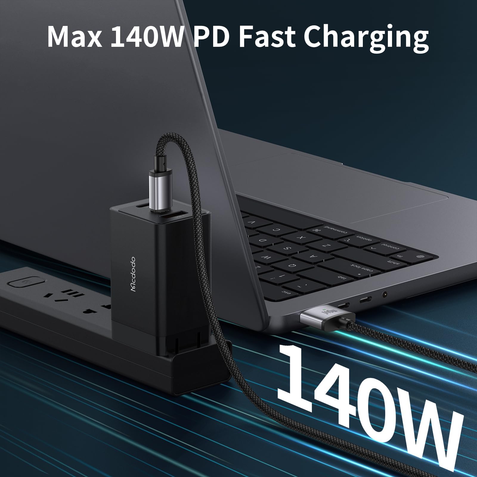 mcdodo Cavo di Ricarica da USB C a Magsafe 3 Cavo di ricarica rapida Max Power PD140W Tipo-C maschio a Magsafe 3 Convertitore di ricarica con luce LED Compatibile con MacBook Air/Pro 2 Mac