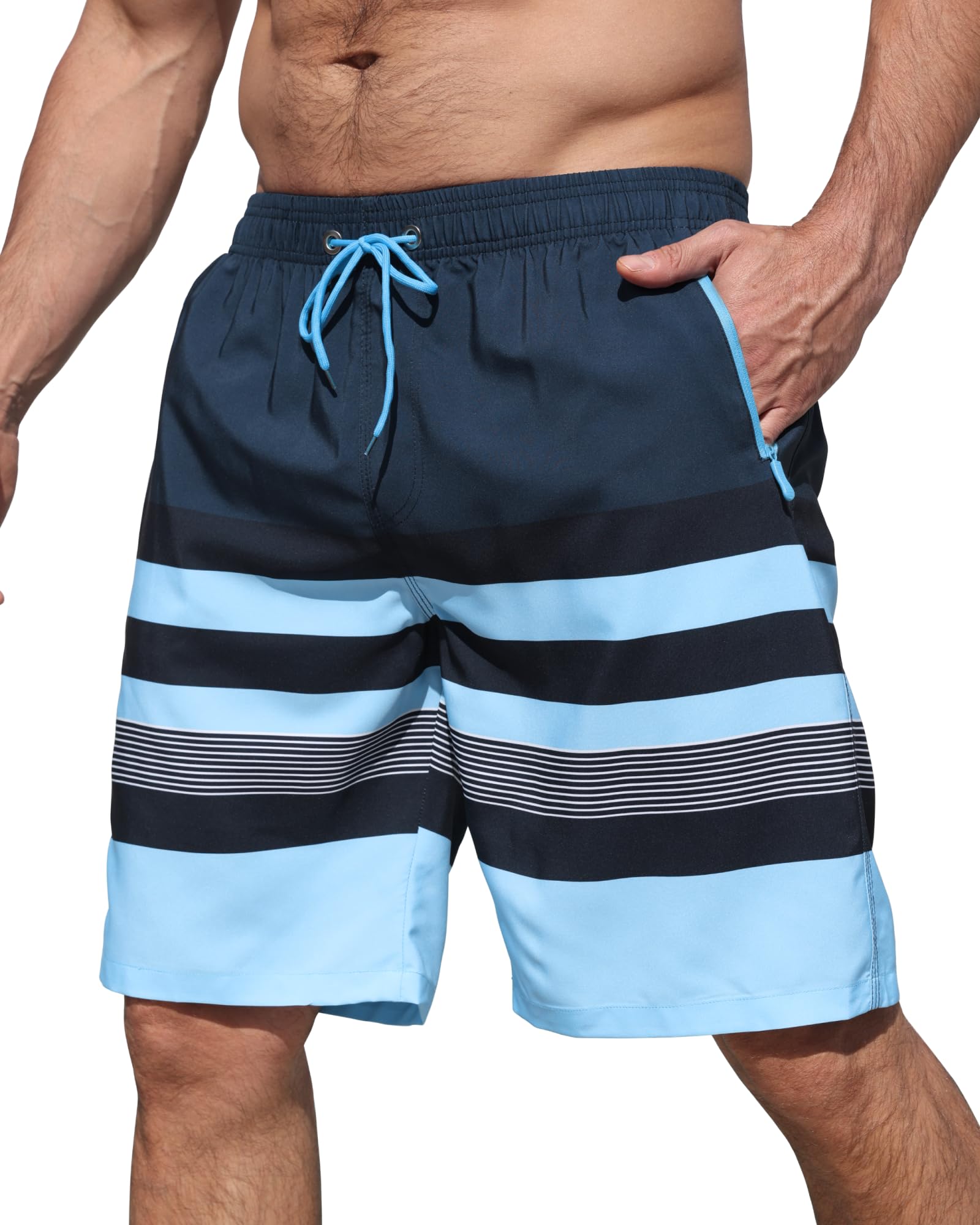 BOJIN Mens Swim Trunks with Zipper Pockets
