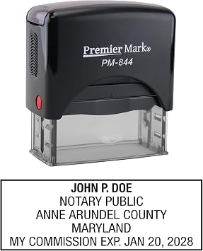 Maryland Notary Self-Inking Rubber Stamp - Meets State Specifications Black