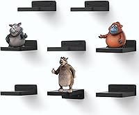 Vista 9 de Estantes flotantes pequeños, repisas de exhibición, juego de 6 mini estantes, estante de madera rústica para dormitorio, sala de estar, cocina