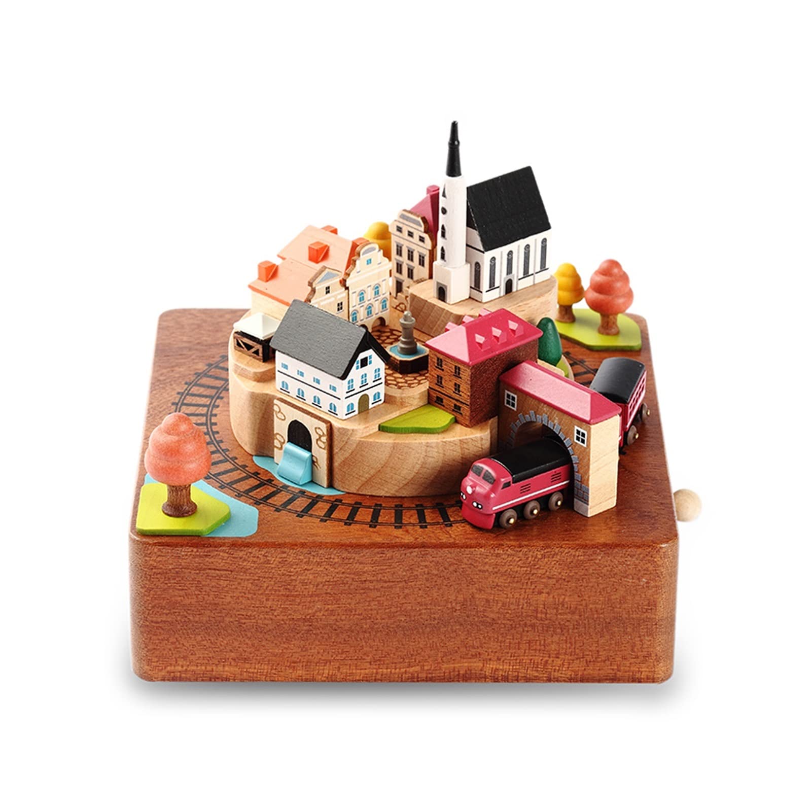 Muzyczna pozytywka z drewna rzeźbiony mechanizm Musical Box Wind Up Prezent na Boże Narodzenie urodziny walentynki ornament na biurko zabawka rodzinna uroczystości (kolor: 1)