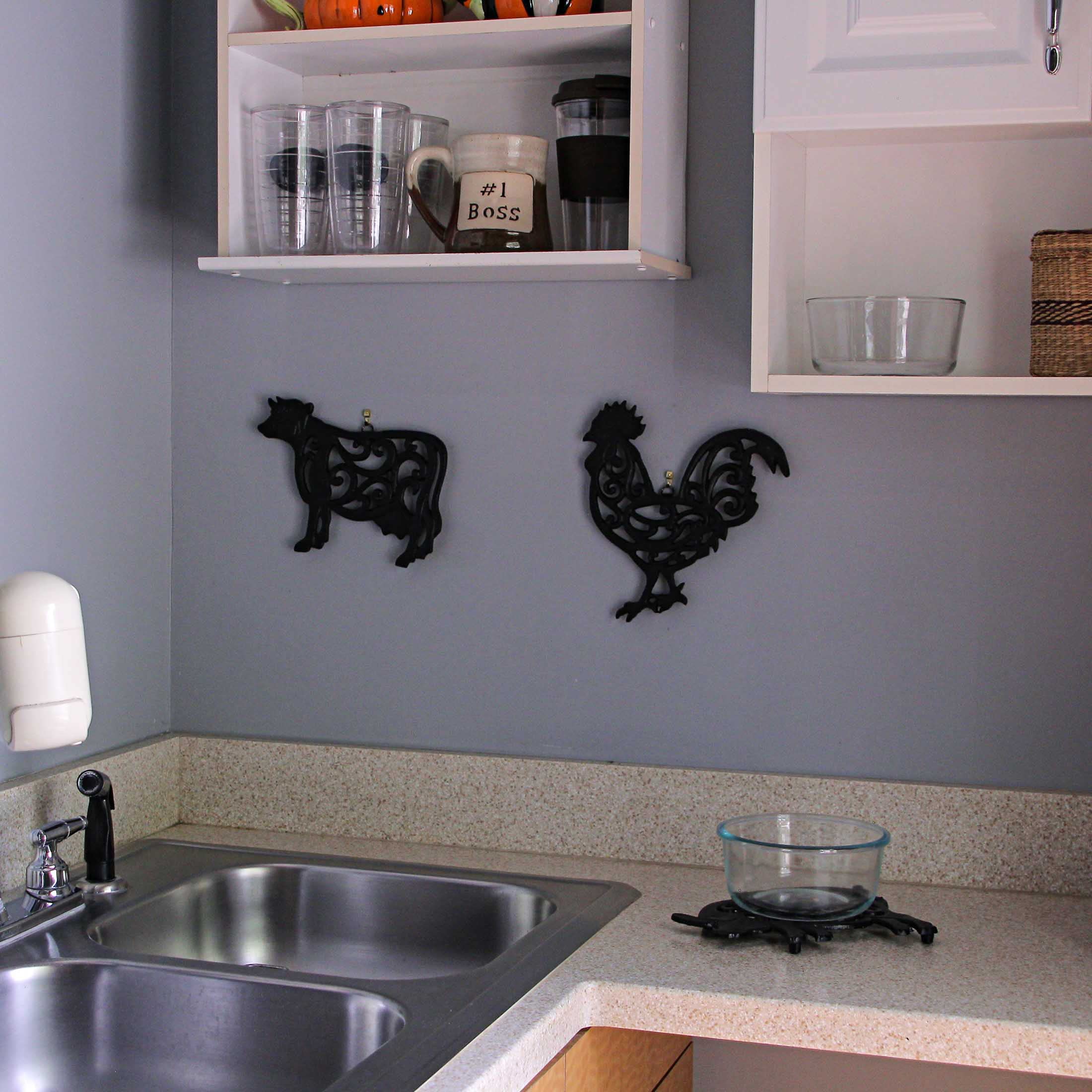 Juego de 3 salvamanteles de cocina de hierro fundido negro para colgar en la pared