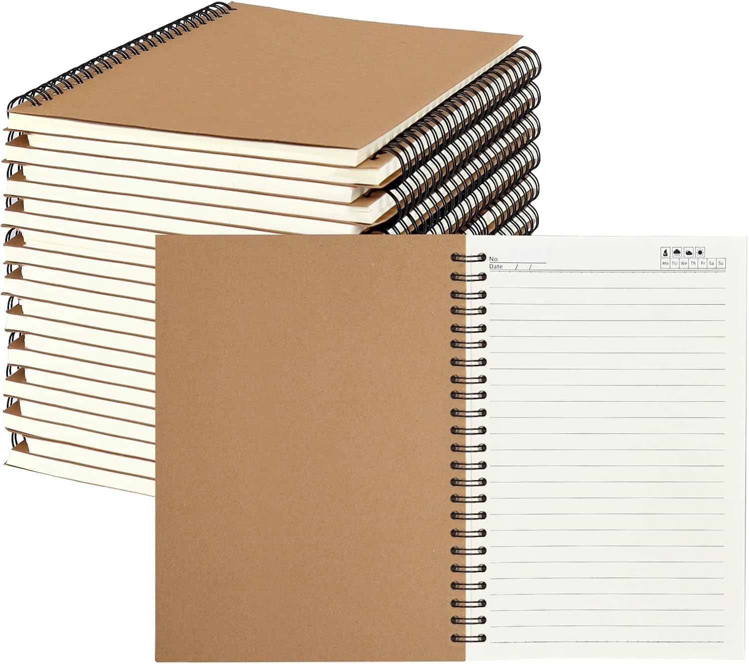 Confezione da 22 quaderni a righe, formato A5, a righe, con copertina rigida, per ufficio e scuola, 100 pagine/50 fogli, 21 x 14 cm