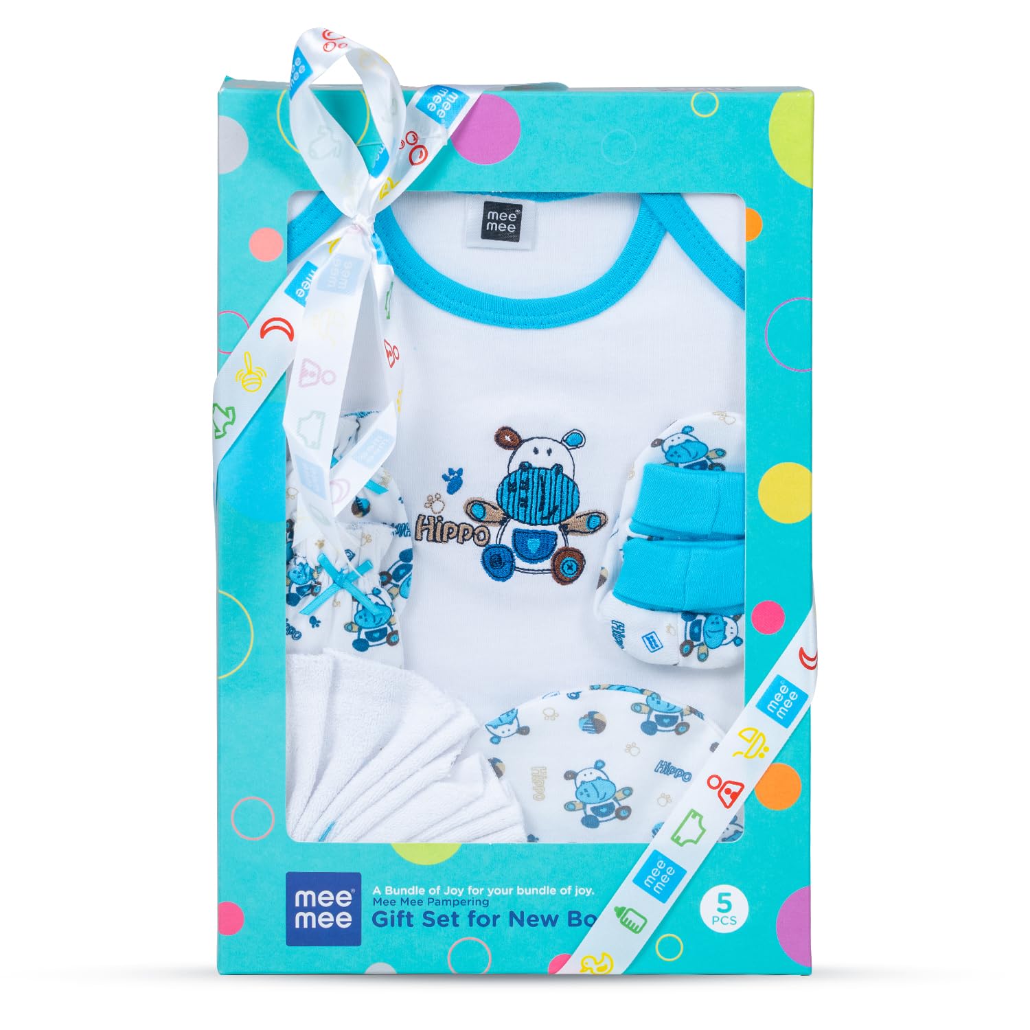 Mee Mee New Born Baby Gift Set | Soft Cotton Clothing Essentials for Infants/Baby Girls, Boys | Baby Shower Clothing Hamper (5 Pieces, Blue)| Ideal Gift for New Born Baby-picture-30
