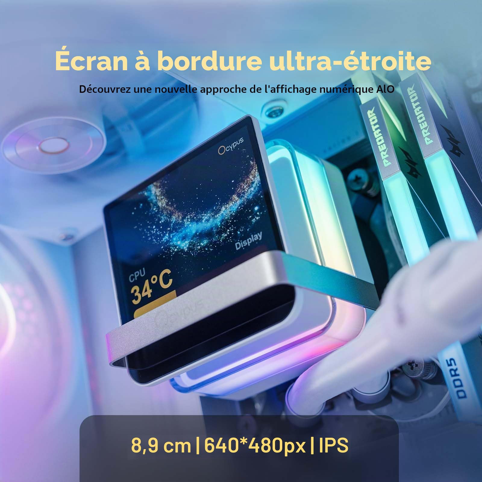 Sigma PRO L36 WH Watercooling 360mm AIO CPU Cooler avec écran IPS 3,5"