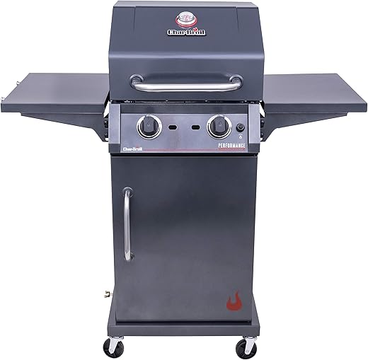 Char-Broil 463655621 Performance TRU-Infrared 2-Burner Cabinet Style Liquid Propane Gas Grill, Metallic Gray
