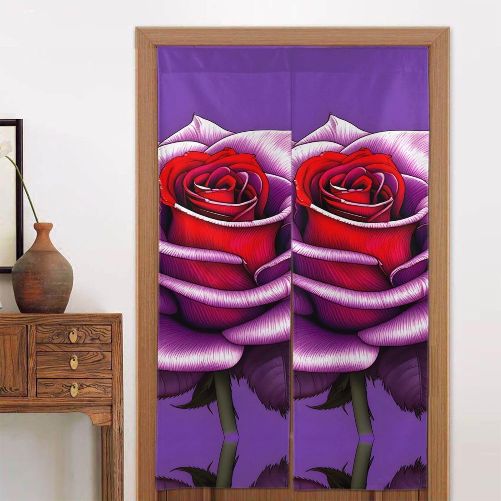 chenfandi Fuchsia Rose Door curtain, blackout, suitable for bedrooms, bathrooms, windows, etc., 86 x 143 cm.