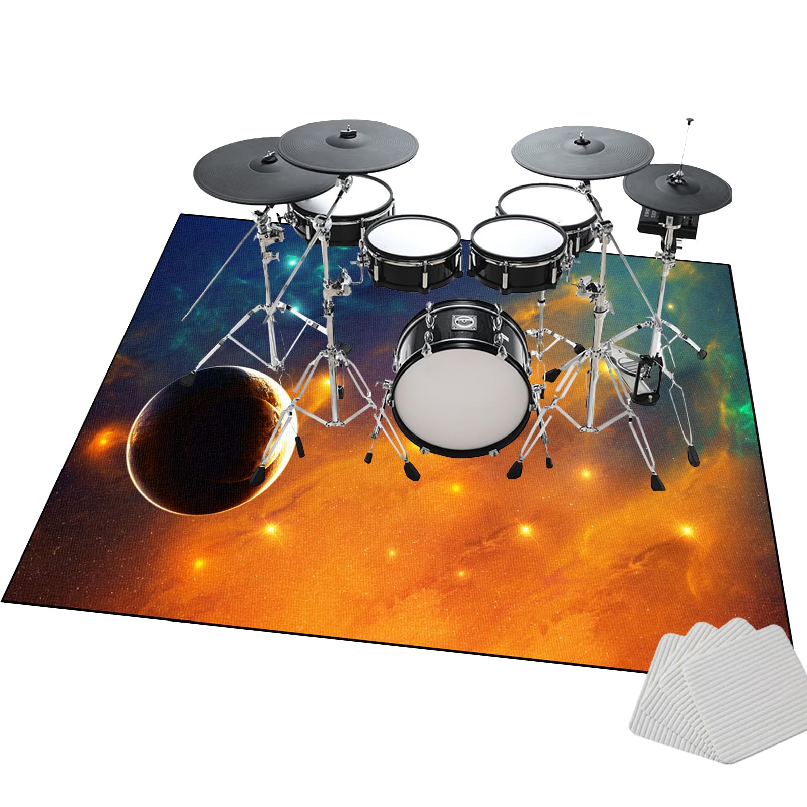 Alfombra Batería Acusticas | Alfombrilla Antivibracion Bateria para Bombo Caja | Alfombra Bateria Acustica en Instrumentos Musicales | 120 x 90 cm Alfombra de Tambor Antideslizante Insonorizacion