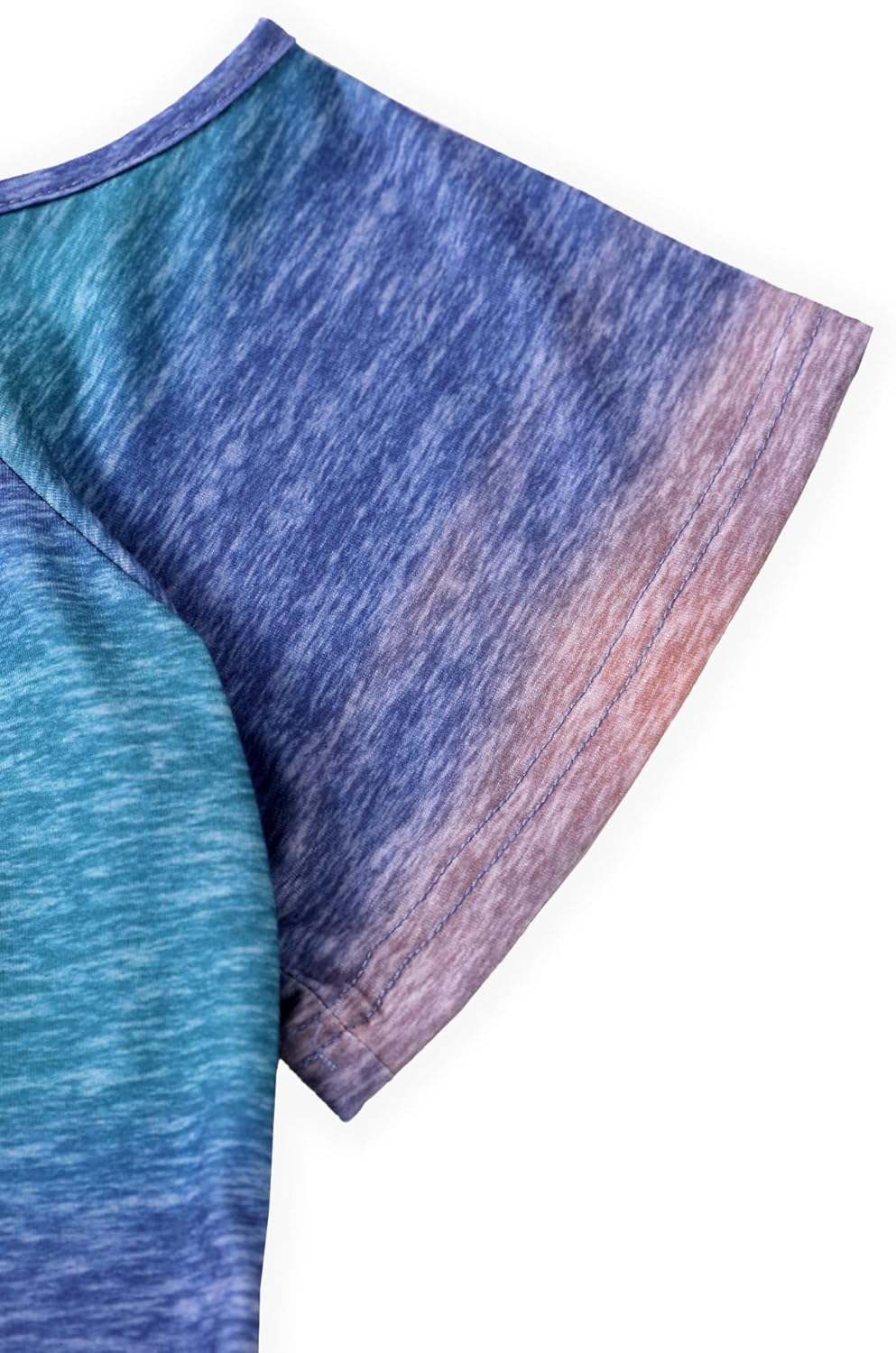 LilyCoco Womens Cold Should Tops Summer Ombre Sexy V Neck Short Sleeve T Shirt - Image 5