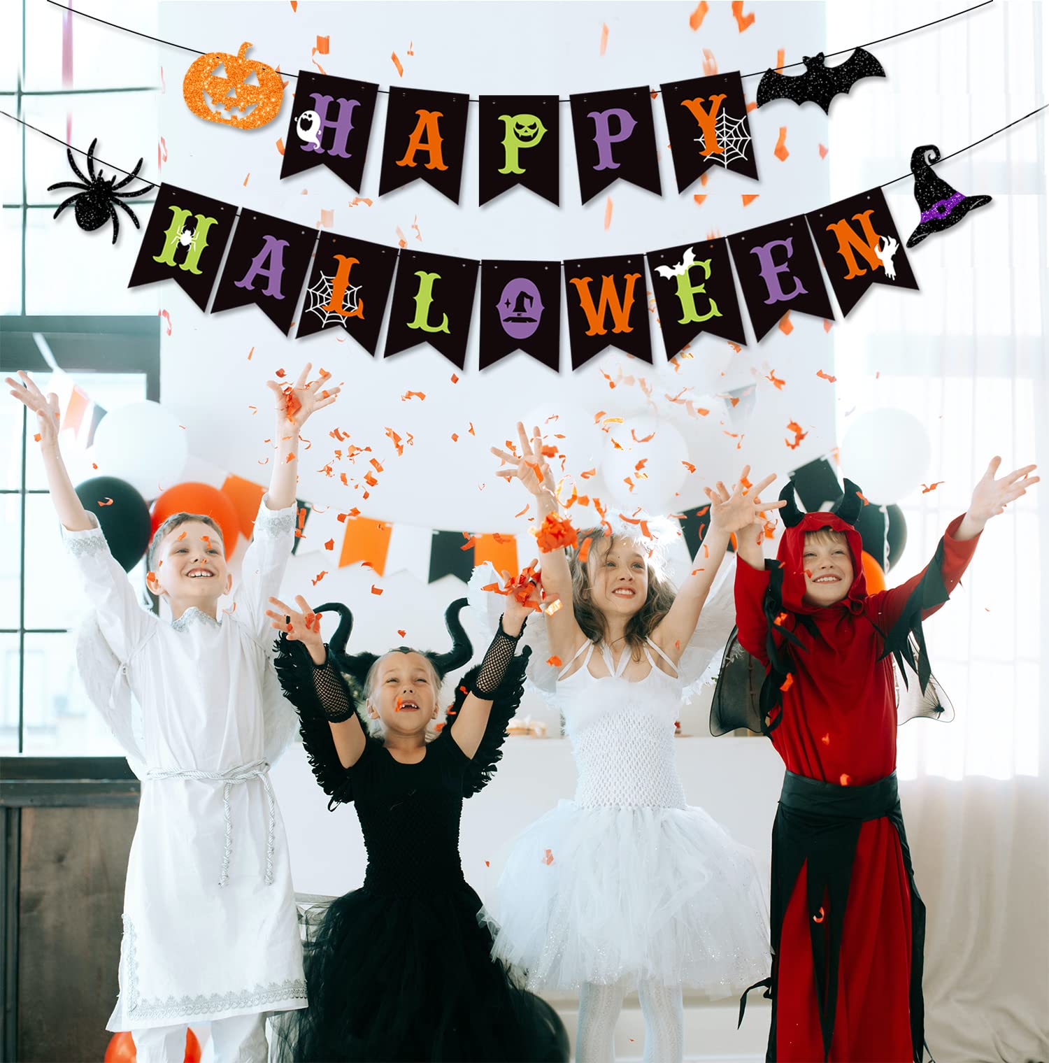 Happy Halloween Wimpel-Banner – 3 Meter Lang Mit Kürbis, Fledermaus & Hexenhut Für Party-Deko