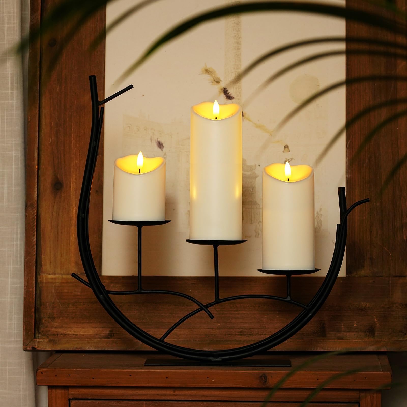 Homemory Wasserdicht Outdoor Flammenlose Kerzen mit Timer und Fernbedienung, Batteriebetriebene LED-Kerzen, Realistische Fake-Kunststoff-Kerzen für Hochzeit, Festival, Home Decor, 3er-Set