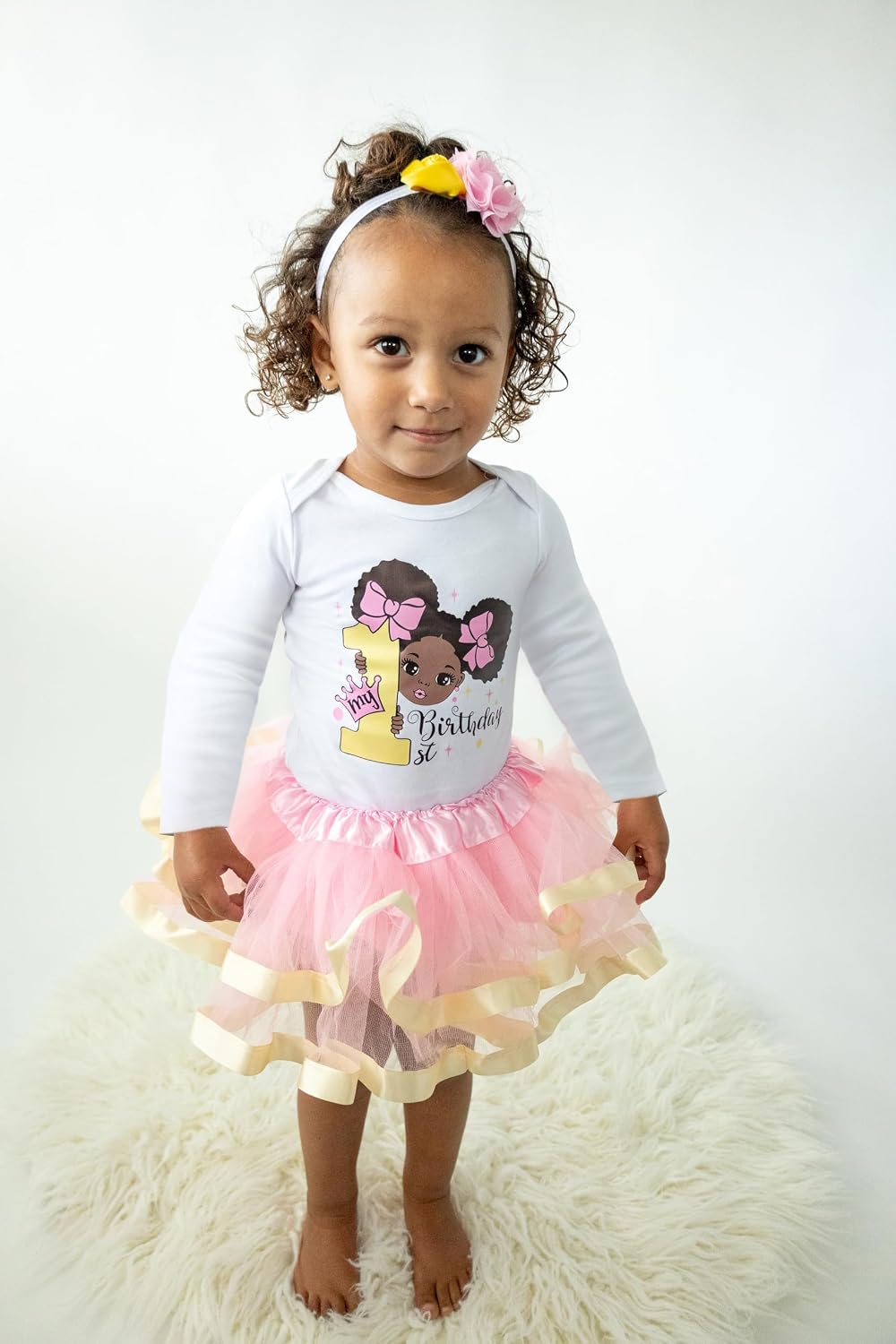 Luke & Lulu First Birthday Outfit Girl Gracie Theme – Baby Girl 1st Birthday Outfit with Pink Tutu & Headband – Sizes 9M–24M