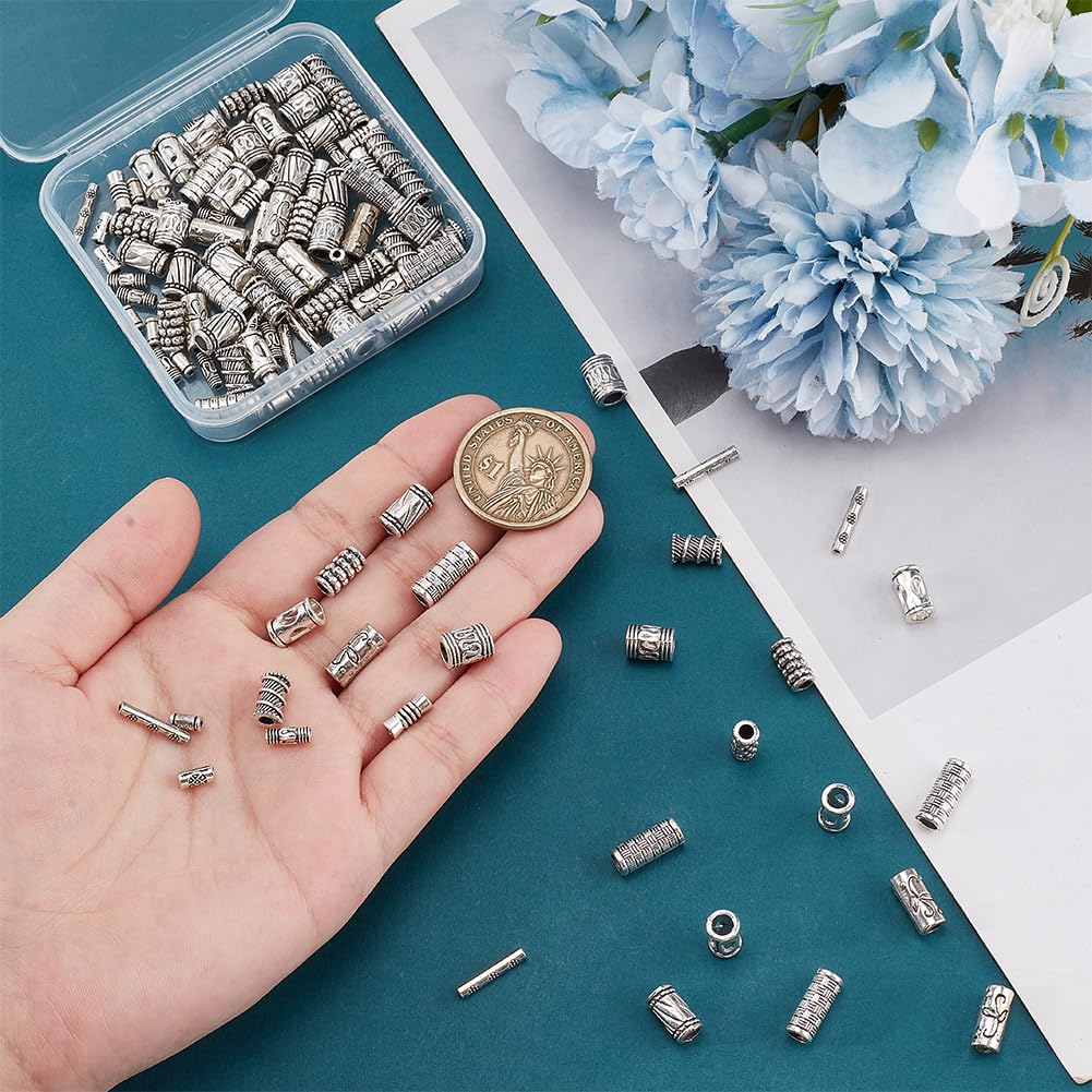100pcs 6mm Tibetan Spacer Beads - Antique Silver Barrel Beads For Jewelry Making