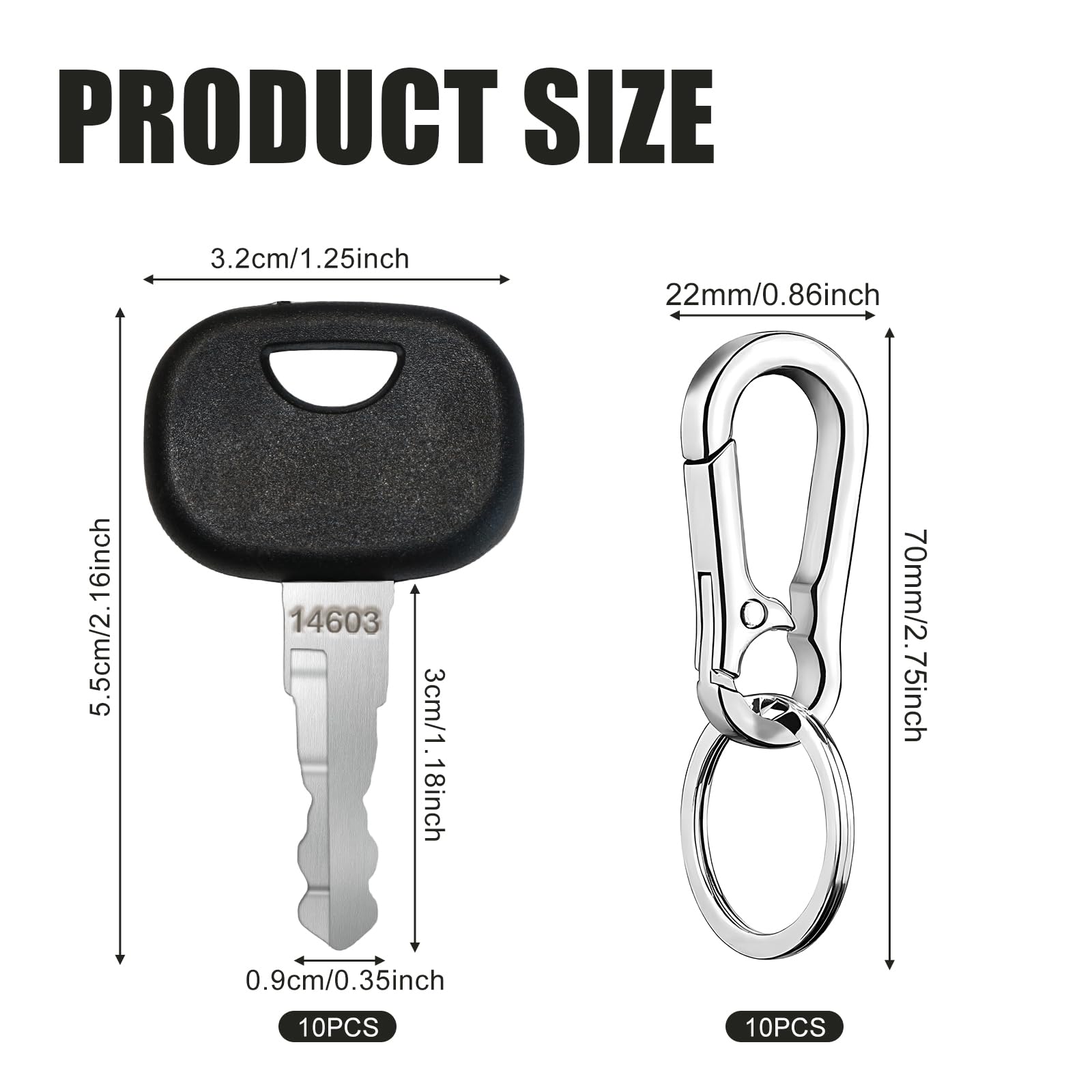 VooGenzek 5 Stuks 14603 Contactsleutel, Bouwmachines Sleutel, met Sleutelhanger, Compatibel met Mini Graafmachine Vorkheftruck Wiellader
