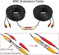 Vista 4 de Cable BNC de extensión todo en uno de alimentación de video, cable de 60 pies para cámara CCTV con conectores BNC RCA para sistemas de cámaras