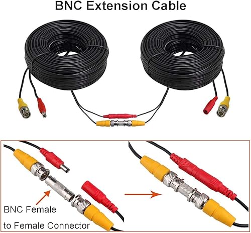 Miniatura 4 de Cable BNC de extensión todo en uno de alimentación de video, cable de 60 pies para cámara CCTV con conectores BNC RCA para sistemas de cámaras de