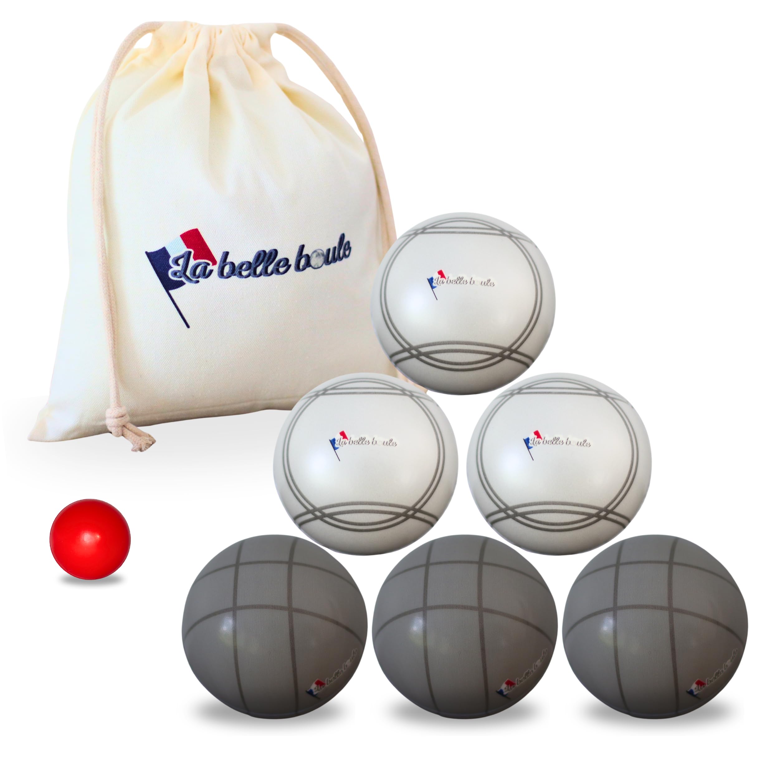 La belle boule - Bola de petanca de espuma - Interior y exterior - Kit de 6 bolas + cerdita roja + bolsa de almacenamiento - Bola de petanca infantil y adulto - petanca segura