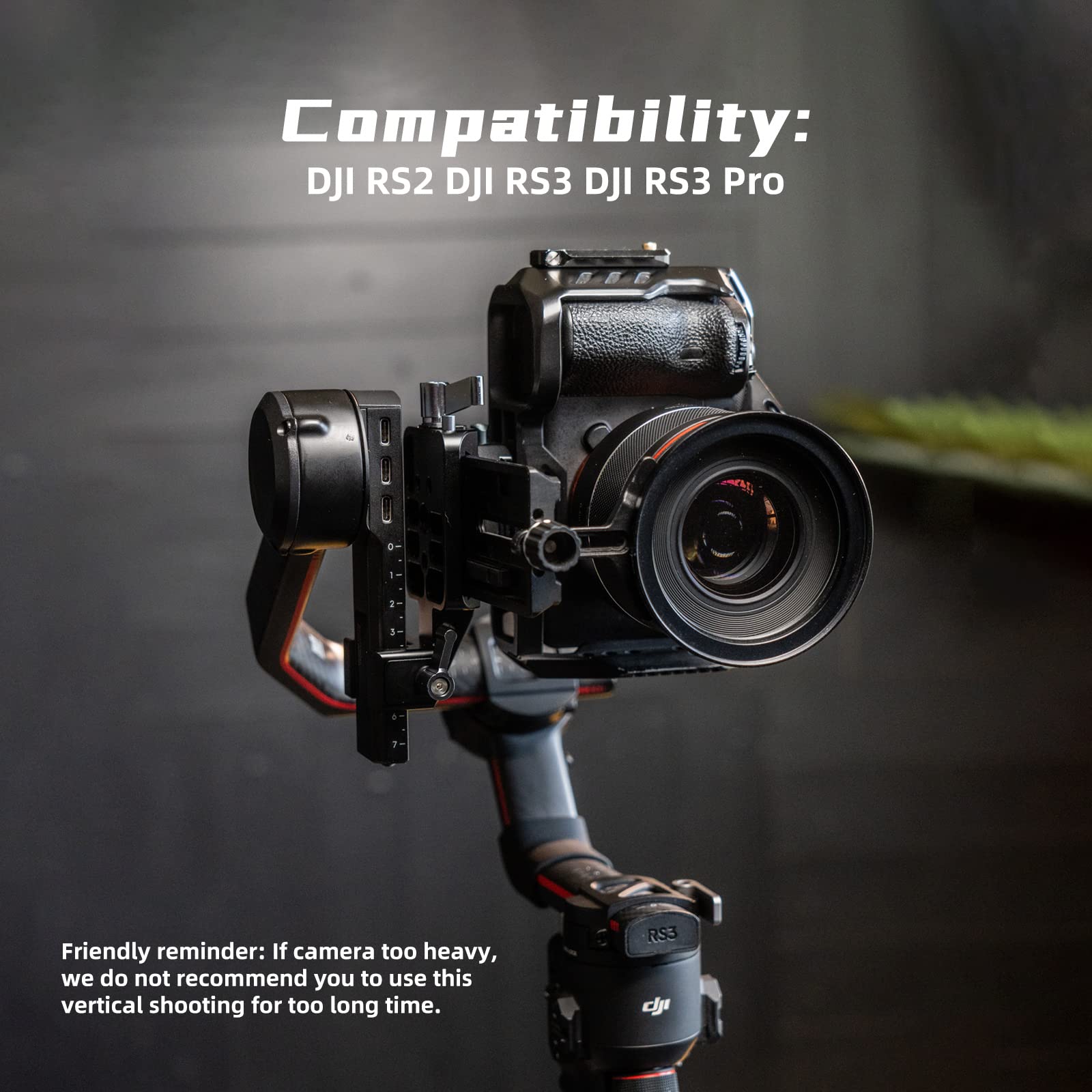 DF DIGITALFOTO RS3 Pionowy Uchwyt Kamery, Profesjonalny Uchwyt Portretowy do Pracy w Mediach Dpołecznościowych, Kompatybilny z DJI RONIN RS2/RS3/RS3 Pro Gimbal, ładowność 4,5 kg, Czarny