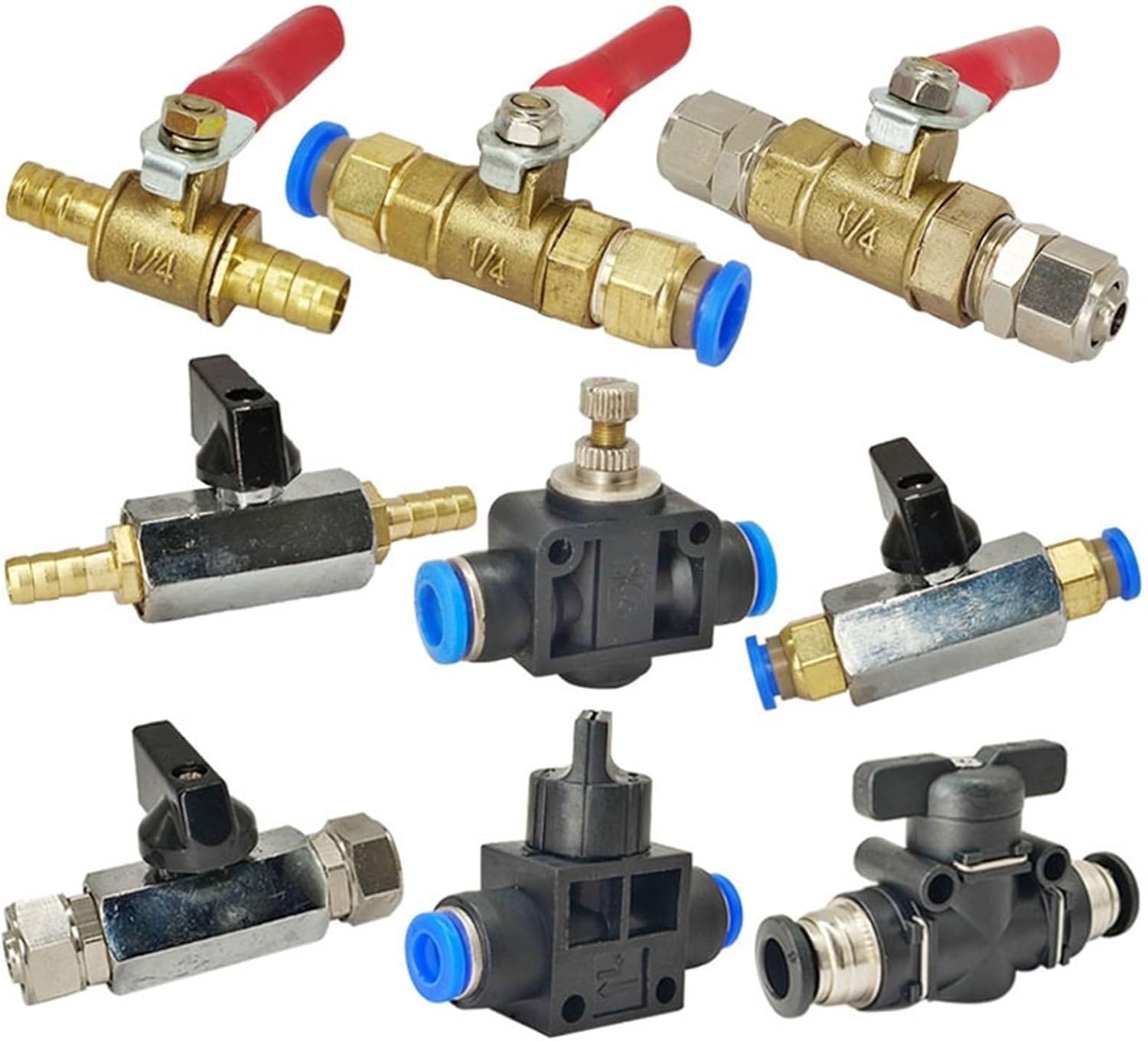 1PCS Pneumatic mini Ball Valve Quick Fitting 4mm 6mm 8mm 10mm 12mm Hose Air Compressor Water Gas Oil Shut Flow Control Connector(HVFF,6mm)