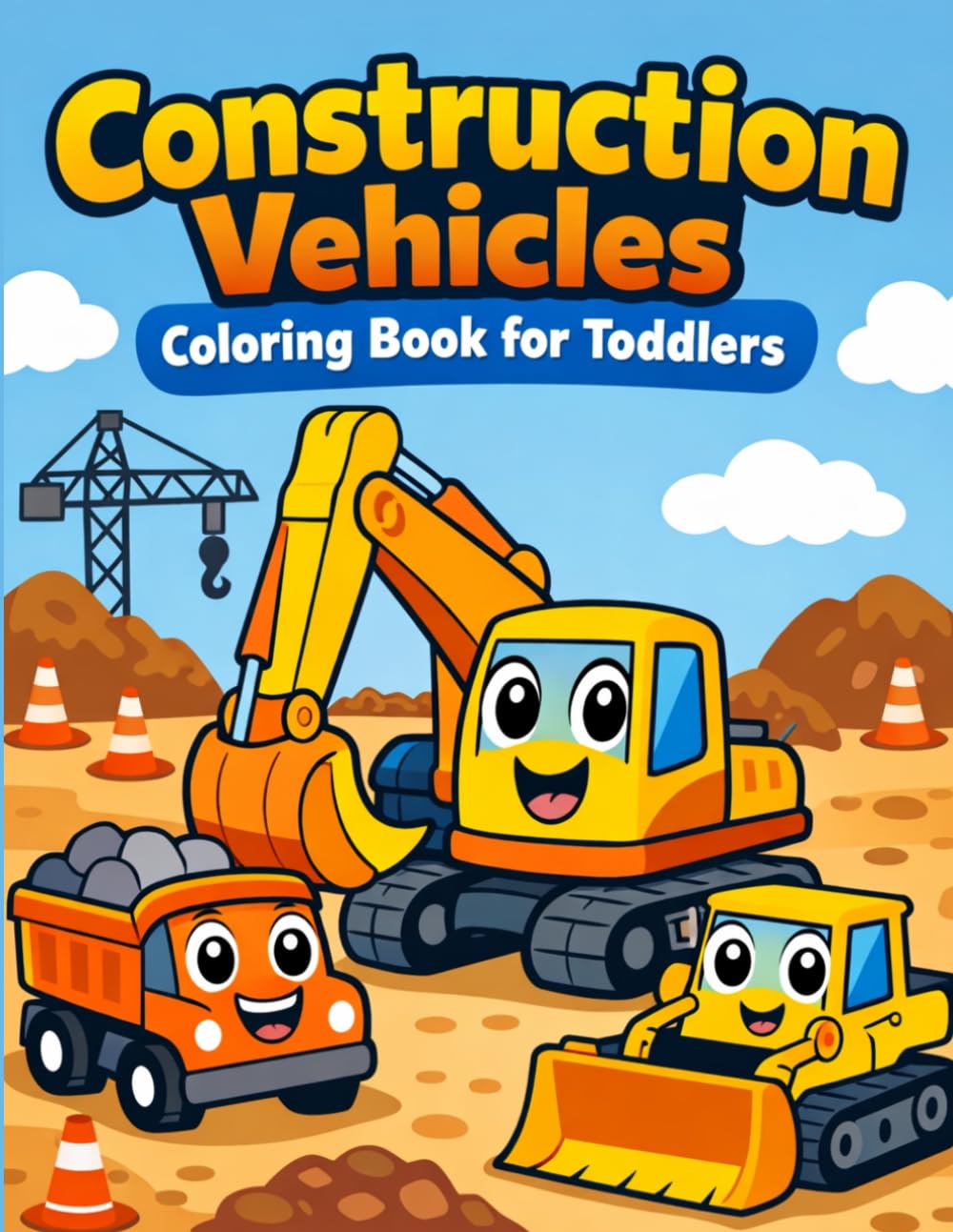 Construction Vehicles Coloring Book for Toddlers: Big Trucks, Diggers & Machines | Bold and Easy Coloring Pages for Kids Ages 2–4
