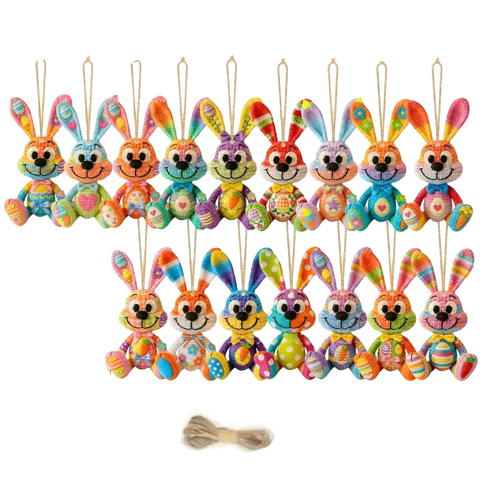 Msioytog 16 Pieces 16 / 32Pcs Artistic Wooden Easter Hare Ornament Colorful Wooden Hare Figure Decoration For Easter Festival Celebration Colorful Conies Ornamentation