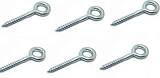 6-Pack 316 Stainless Steel Screw Eyes, Heavy Duty Screw in Eye Hooks Ring for Hammock Stand, Swing Chair, Indoor & Outdoor, Self Tapping Screws, 5 Inches Eye Bolt