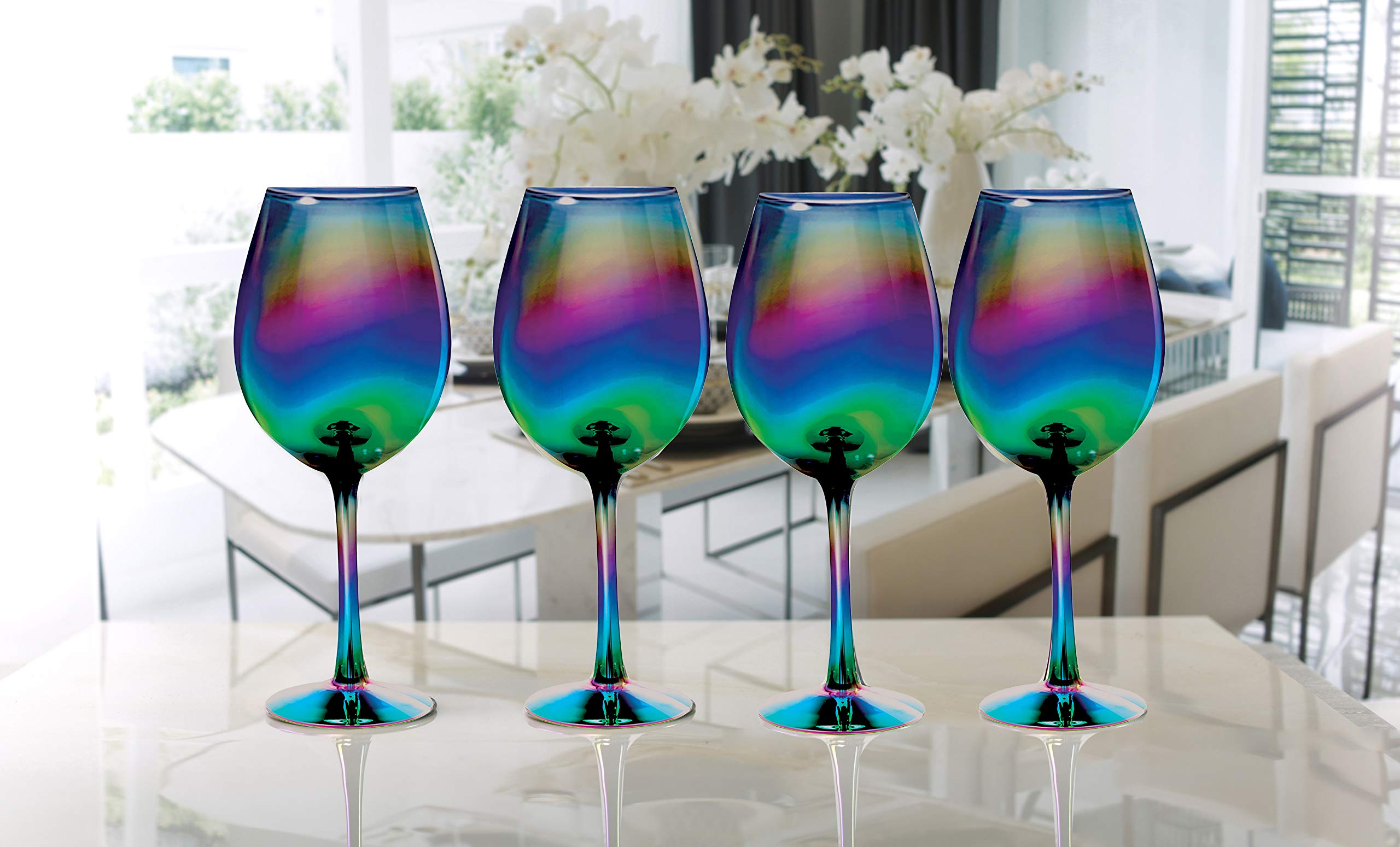 Amazon.com | Circleware Rainbow Fusion Wine Glasses, Set of 4, Party  Entertainment Dining Beverage Drinking Glassware Cups for Water, Liquor,  Whiskey, Beer, Juice and Farmhouse Decor Gifts, 15.7 oz, Luster: Wine  Glasses