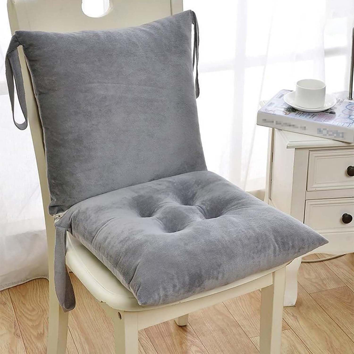 Cojines de Asiento para Sillas 40x40/45x45/50x50cm con Cintas Cojín Decorativo para Cocina Oficina Jardín Interno/Esterno (2 Piezas 45x45cm/18x18in)