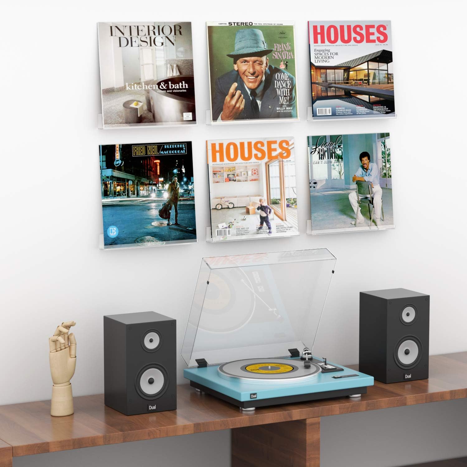 AITEE Vinyl Record Shelf Wall Mount: 6 Pack Acrylic Clear Floating Vnyl Shelves for Album LP Storage & Display - Image 2