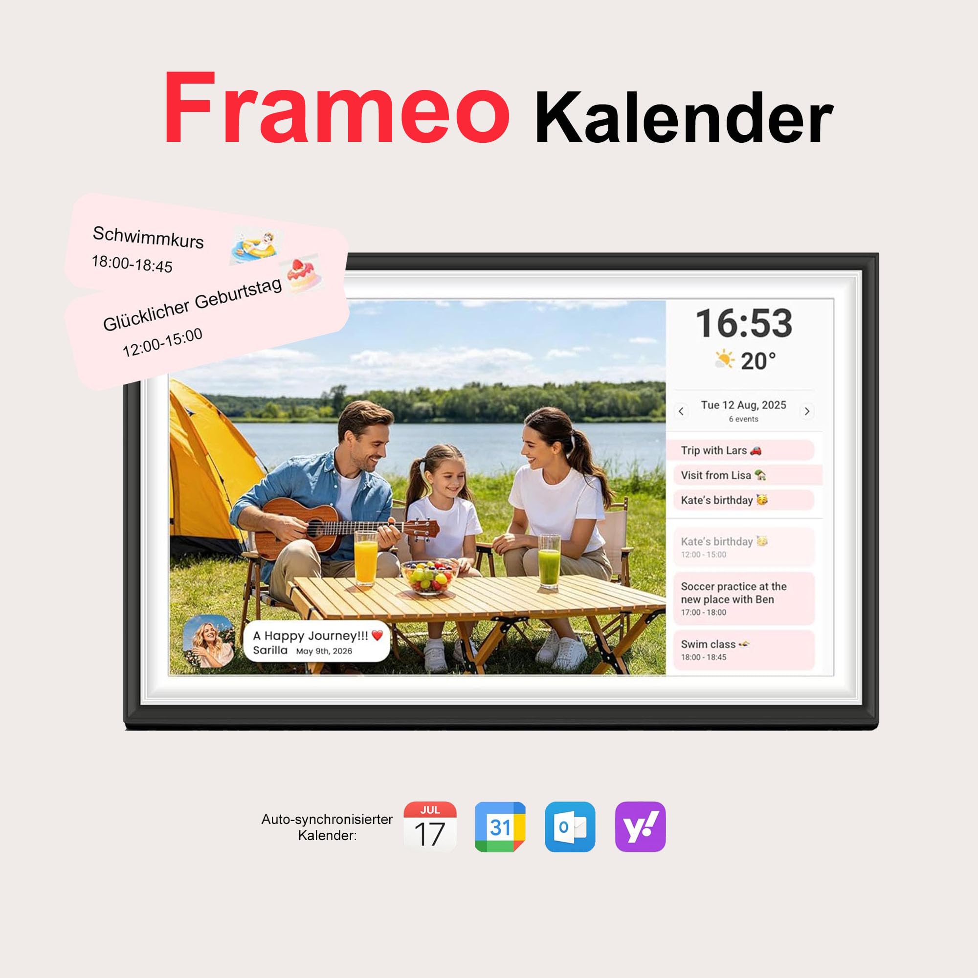 Frameo Digitaler Bilderrahmen 15,6 Zoll Full-HD - WLAN Touchscreen mit App-Steuerung, Videos mit Ton, 32GB Speicher, Geschenk für Mama, Eltern und Großeltern