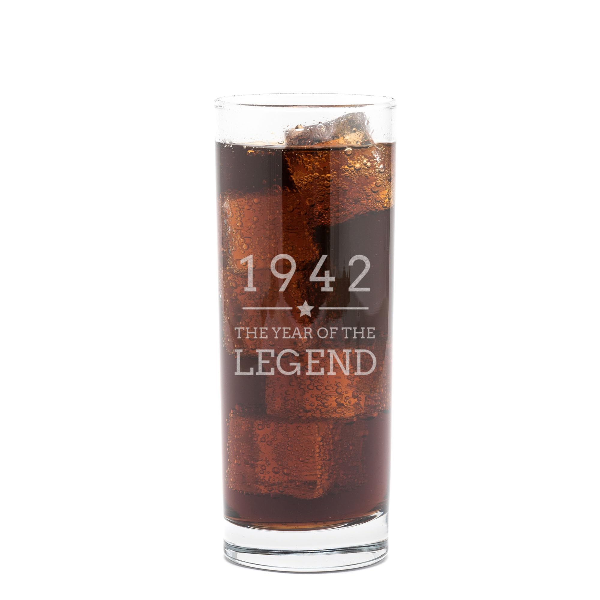 Dust and Things Engraved Highball Glass - Year of The Legend Design | Birthday Gifts for Men Him | Milestone Birthday Keepsake | Rum Glass Gift for Dad Grandad Brother Friends (1942)