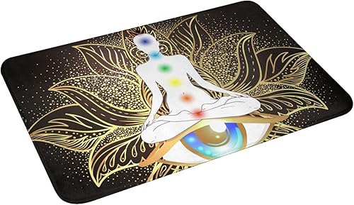 Miniatura 4 de Chakra Lotus Mandala - Tapete de baño antideslizante y suave de franela para decoración del hogar, baño, cocina, interior, 15.7 x 23.6 pulgadas