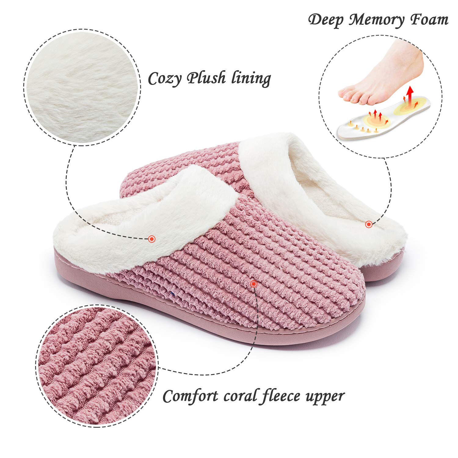 Kuako Inverno Pantofole Donna Peluche Ciabatte Caldo Comode Scarpe da Casa Antiscivolo Memoria Schiuma Pantofole Interno Esterno