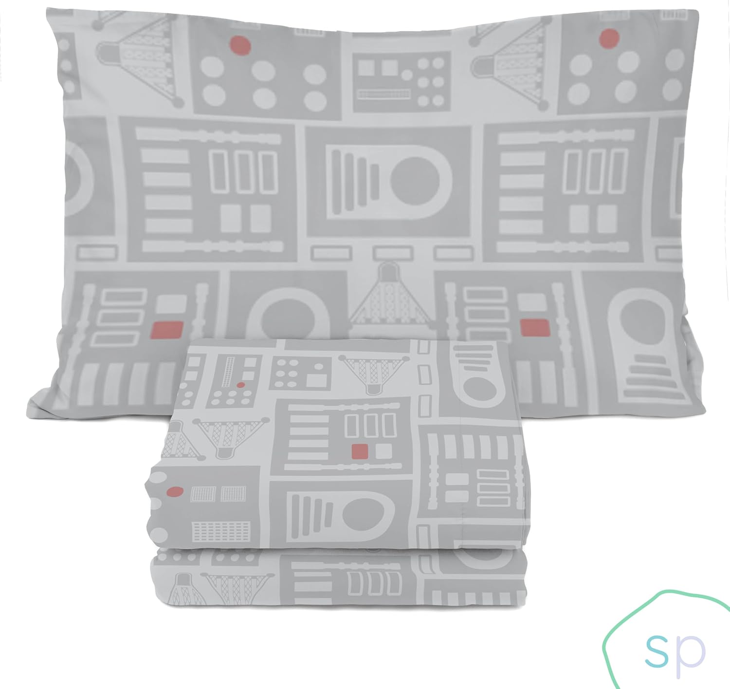 Saturday Park Star Wars Dark Side Darth Vader Tech Twin Sheet Set - 3 Piece 100% Organic Cotton Sheets with Pillow Cover - GOTS & Oeko-TEX Certified