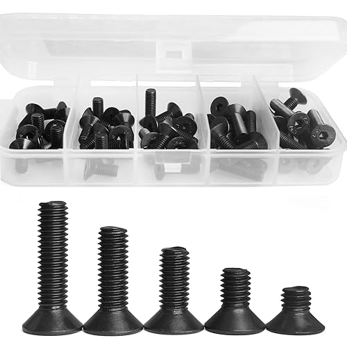 Tornillos de cabeza plana M5 x 0.315 in, 0.472 in, 0.630 in, 0.787 in, 0.984 in, tornillos avellanados, acero de aleación de grado 10.9, acabado de