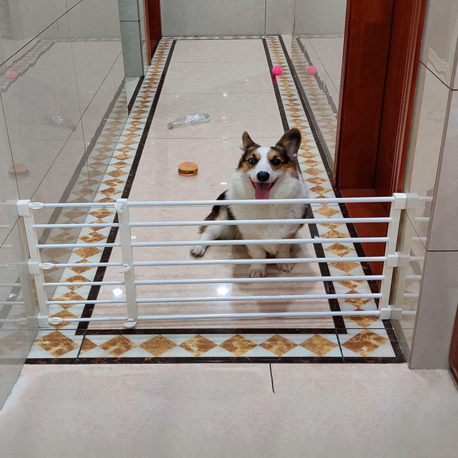 perfk Puerta Extensible Puerta retráctil para Perros Protección de Seguridad Protección para Mascotas Cerca para Cachorros Puerta para escaleras al Aire, 56 a 100 cm x 42 cm Blanco