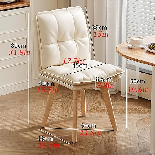 Miniatura 3 de JKGHK Dining Chairs, 360° Swivel Room Chairs, Upholstered Kitchen Side Chair, Armless Leather Leisure Chair with Solid Wood Legs, for Sofa Side,